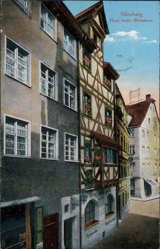 Ansichtskarte Nürnberg Straßenpartie Hans Sachs Wohnhaus 1921 