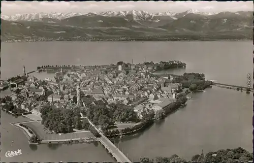 Ansichtskarte Lindau (Bodensee) Luftbild Ferieninsel 1956 