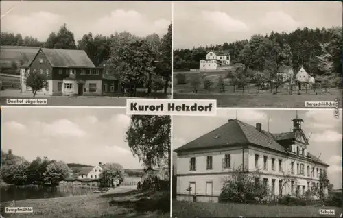 Hetzdorf-Halsbrücke Gasthof Jägerhorn, Bergschlößchen, Sumpfmühle, Schule 1959