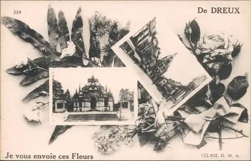 Ansichtskarte Dreux Je vous envoie ces Fleurs/Ortsmotive - mit Blumen 1926