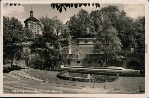 Ansichtskarte Augsburg Freilichtbühne mit rotem Tor 1930 