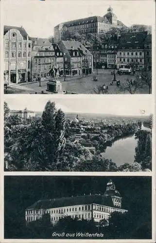 Weißenfels Marktplatz, Panorama-Ansicht, Schloss Neu-Augustusburg 1936