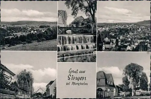 Singen (Hohentwiel) Panorama-Ansichten, Straßenansicht, Wasserfall 1951