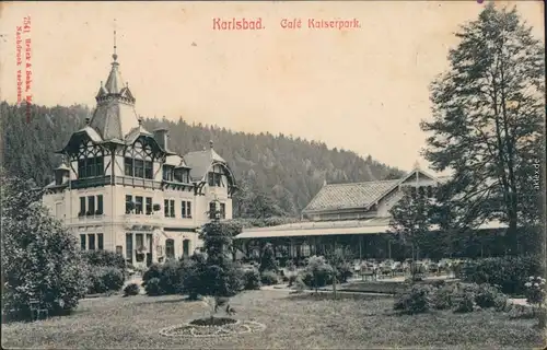 Ansichtskarte Karlsbad Karlovy Vary Cafe Kaiserpark 1907