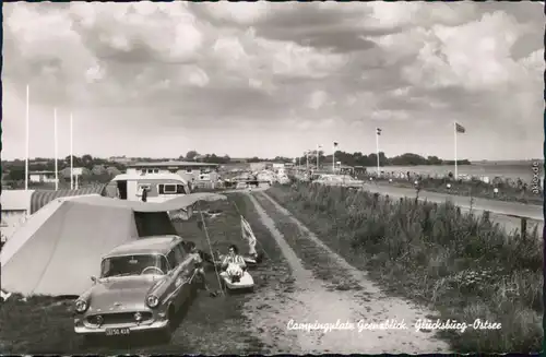 Glücksburg (Ostsee) Lyksborg Campingplatz mit Auto - Straßenpartie 1963