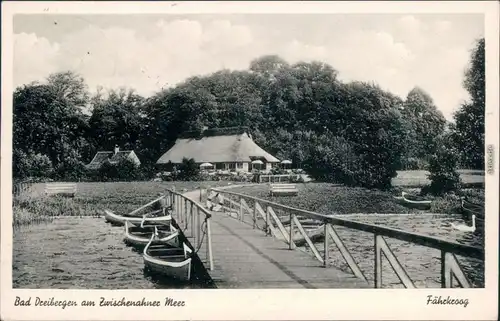 Dreibergen-Bad Zwischenahn Bootssteg mit Ruderbooten und Gasthaus  1954