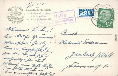 Dreibergen-Bad Zwischenahn Bootssteg mit Ruderbooten und Gasthaus  1954