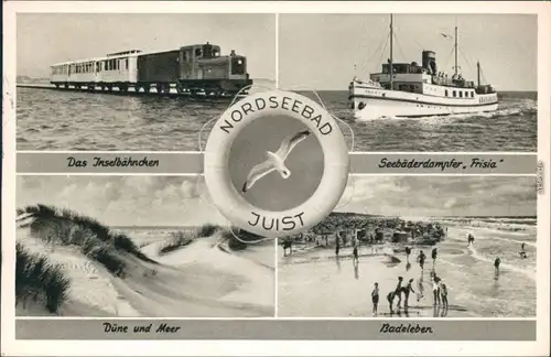 Juist Inselbähnchen, Seebäderdampfer "Frisia", Düne und Meer, Badeleben 1962