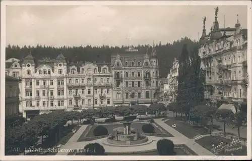 Ansichtskarte Marienbad Mariánské Lázně Partie am Schillerplatz 1932 