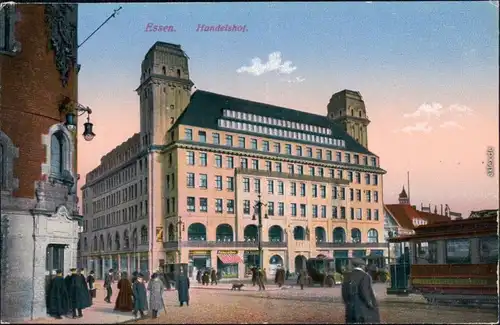 Ansichtskarte Essen (Ruhr) Hotel Handelshof mit Straßenbahn 1924 