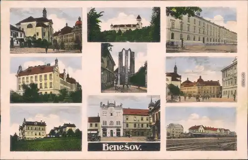 Ansichtskarte Beneschau Benešov Kirche, Schloß, Villa, Bahnhof uvm. 1933