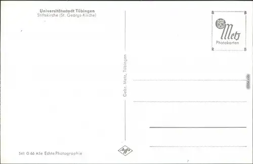 Ansichtskarte Tübingen Stiftskirche/St. Georgs-Kirche 1965