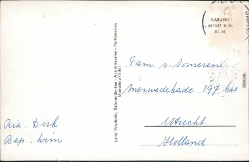 Ansichtskarte Monschau/Eifel bis 1918 Montjoie Panorama-Ansicht 1956