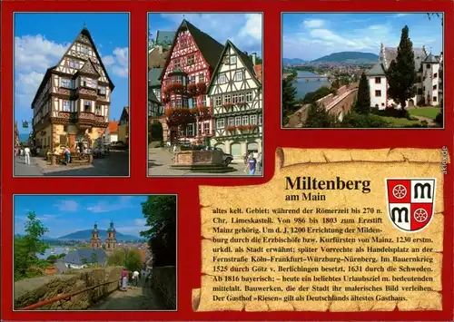 Miltenberg (Main) Gasthaus zum Riesen, Marktplatz, Panorama-Ansicht,   1990