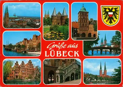 Lübeck Kirche, Holstentor, Schiffe am Kai, Brücke, Ruine uvm. 1990