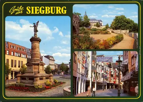 Ansichtskarte Siegburg Denkmal, Klostergarten, Fußgängerzone 1990