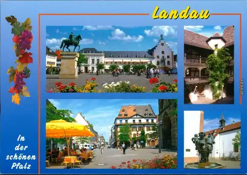 Ansichtskarte Landau in der Pfalz Ortsmotive, Fachwerkhaus, Brunnen 1990