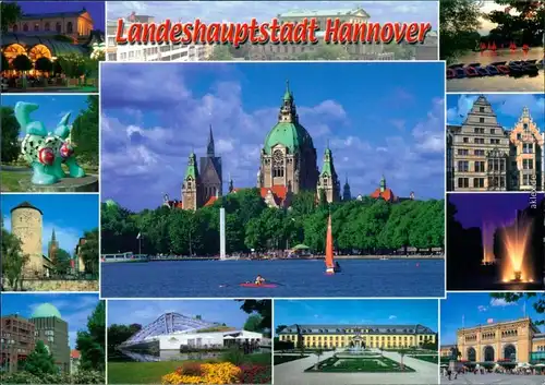 Ansichtskarte Hannover Dom, Schloß, Turm, Bahnhof, Springbrunnen uvm. 1990