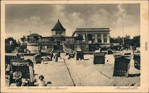 Timmendorfer Strand Strand mit Gaststätte - Strandhalle und Strandkörben 1928