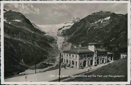 Puschlav Poschiavo Alp Grüm - Bahnhofbüffet mit Piz Palü und Palugletscher 1932
