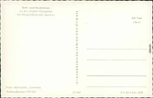 Ansichtskarte Dippoldiswalde Talsperre Malter: Zelt- und Badeleben 1961