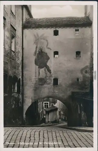 Ansichtskarte Passau Pfaffengasse mit St. Christophorus 1960