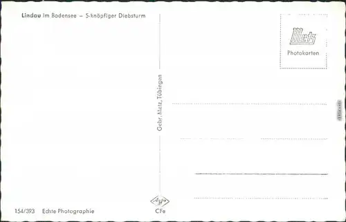 Ansichtskarte Lindau (Bodensee) 5-knöpfiger Diebsturm 1960