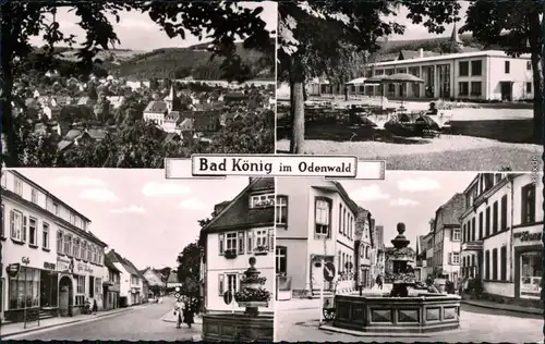 Bad König Panorama-Ansicht, Gaststätte, Café, Straße, Brunnen 1960