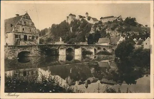 Ansichtskarte Harburg Schwaben Burg Harburg mit Brücke 1929