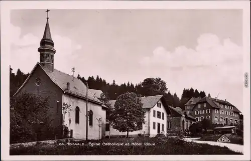Ansichtskarte Le Hohwald Eglise Catholique et Hôtel Idoux 1934