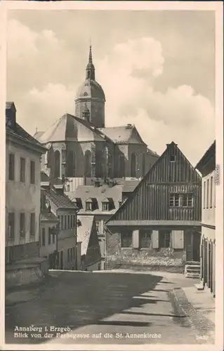 Ansichtskarte Annaberg-Buchholz St. Annenkirche - Straßenpartie 1932 