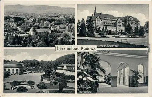 Bad Kudowa Kudowa-Zdrój 4 Bild: Kurplatz,   Fürstenhof u. Wandelhalle 1934