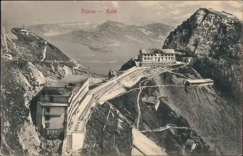 Ansichtskarte Luzern Lucerna Pilatus - Hotel und Bahnstation 1915 