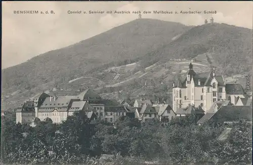 Ansichtskarte Bensheim Blick auf die Stadt 1914 