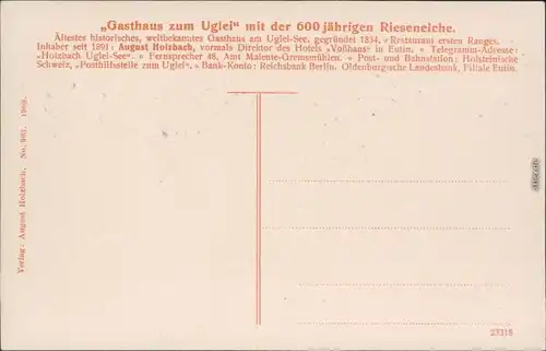 Ansichtskarte Eutin 600 jährige Eiche vor dem Gasthaus 1908 