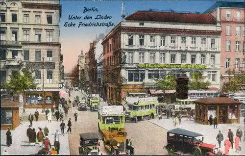 Mitte-Berlin Berliner Verkehr - Unter den Linden Ecke Friedrichstraße 1914 