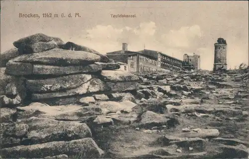 Ansichtskarte Oberharz am Brocken Gesteinsformation: Teufelskanzel 1922
