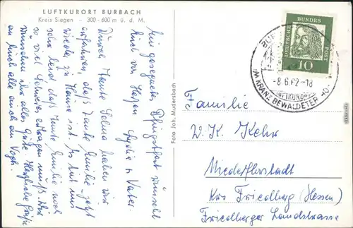 Ansichtskarte Burbach (Siegerland) Panorama-Ansicht 1962