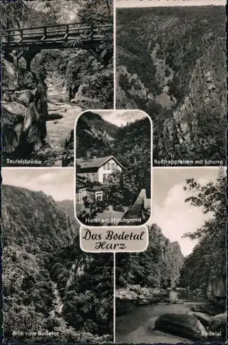 Treseburg Teufelsbrücke, Roßtrappfelsen, Hotel am Hirschgrund, Bodetal 1962