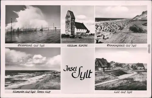 List auf Sylt Westerland, Kirche, Strand, Rotes Kliff, Panorama 1957
