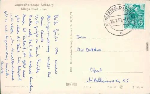 Ansichtskarte Klingenthal SportHotel Waldgut /Jugendherberge-Aschberg 1959