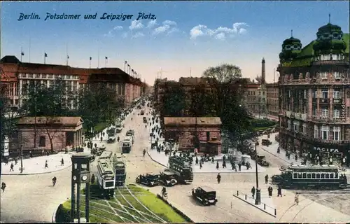 Ansichtskarte Berlin Verkehr - Potsdamer Platz und Leipziger Platz 1914 