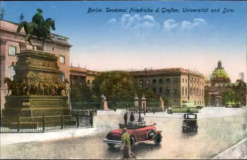 Berlin Autos, Denkmal Friedrich d. Großen, Universität und Dom 1914 