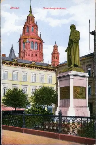 Ansichtskarte Mainz Haus und Guttenbergdenkmal 1913 