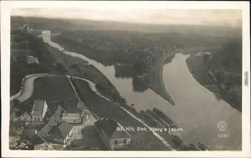 Ansichtskarte Melnik Mělník Blick auf Stadt und Straße 1921 
