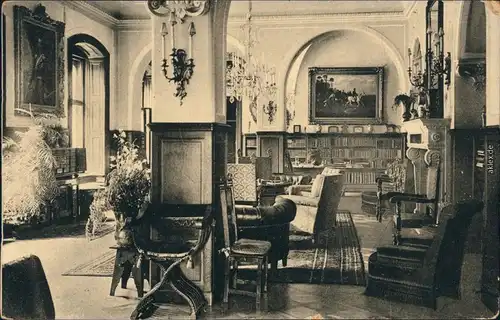 Postcard Groß Rauden Rudy Schloß - Bibliothek 1914