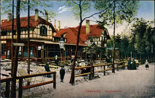 Ansichtskarte Chemnitz Karl-Marx-Stadt Partie an der Waldschänke 1914 