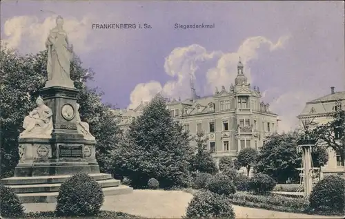 Ansichtskarte Frankenberg (Sachsen) Straßenpartie und Siegesdenkmal 1912 