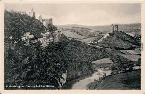 Ansichtskarte Saaleck-Bad Kösen Blick ins Tal und auf die Burgen 1955 