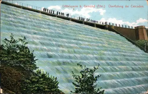 Ansichtskarte Schleiden-Gemünd Urfttalsperre Überflutung der Cascaden 1909 